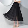 Chiffon Skirt Big Swing Skirt Skirt Spring and Summer High Waist and Thin Temperament Simple Black A-shaped Long Skirt White