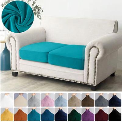 Velvet Sofa Cushion Covers Stretch Armchair Chair Slipcover Solid Color Soft Seat Covers Thick Furniture Protector For Pet Kid