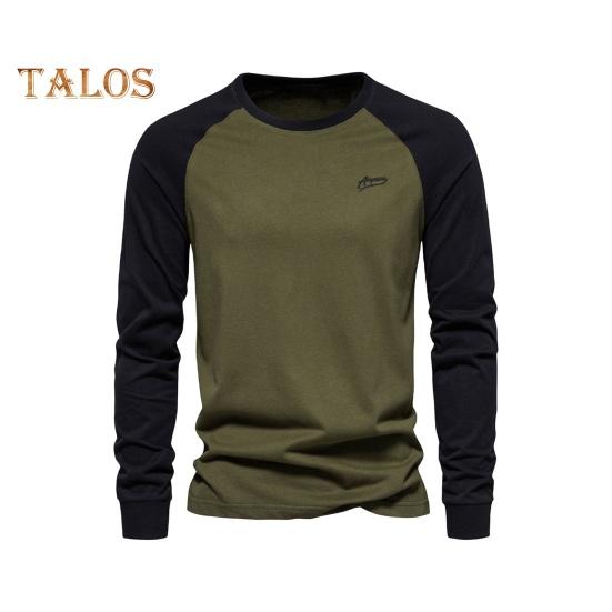 

Осень-зима Мужской топ-топ облегающего кроя с рукавами реглан в стиле пэчворк с круглым вырезом, эластичный свитер с длинными рукавами, средней длины, для фитнеса, повседневная одежда, рубашка S армия зеленый