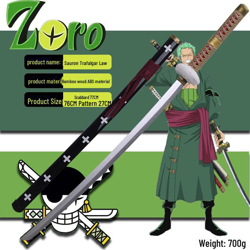 One Piece Zoro Cosplay Wooden Swords: Shusui, Sandai Kitetsu, Yubashiri, 104CM Décor