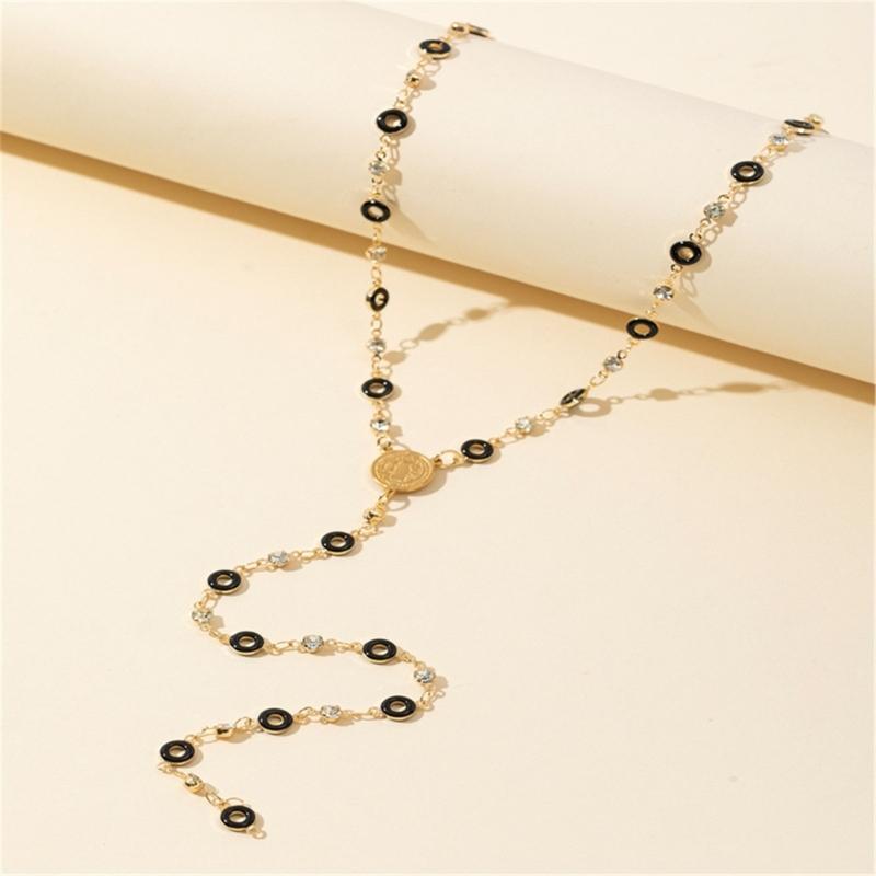 Trendy Black Glass Bead Necklace Infused with Colorful Details Decoration for Professional and Styles Enthusiasts