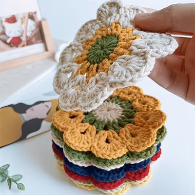 3pcs Hand-Crocheted Coasters Suitable for Kitchen Dining Table Decor Thick Heat-Resistant Floral Table Protectors