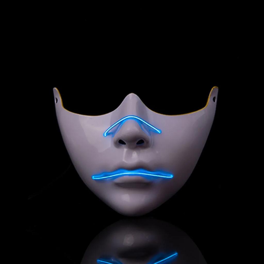 Cyber Cos For Women Men Punk Mask Sai Half Face Cool Luminous Masks Cosplay Props Halloween Party Stage Performance Dress Up