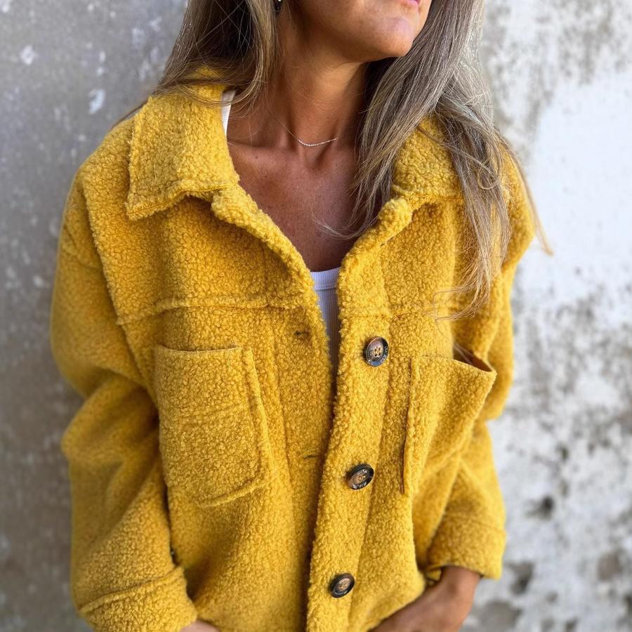 New Fall Single-Button Lapel Puffer Jacket with Faux Fur