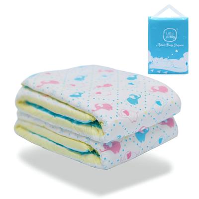 LittleForBig Yetişkin Bez Pantolon, Sevimli Fil Tasarımı, Mavi, 2'li Paket, Orta