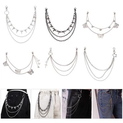 Hiphop Punk Metal Chain Belt with Silver Studs Adjustable Length Chain Belt for Fashionable Adults