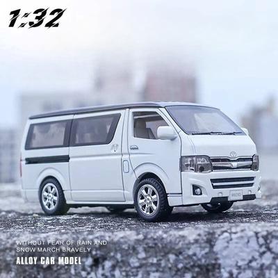 New 1/32 Scale Zinc Alloy Van Model Toy Die-cast Truck Simulation Six-door with Sound and Light Pull Back Business Car Children's Toy Boy Gift