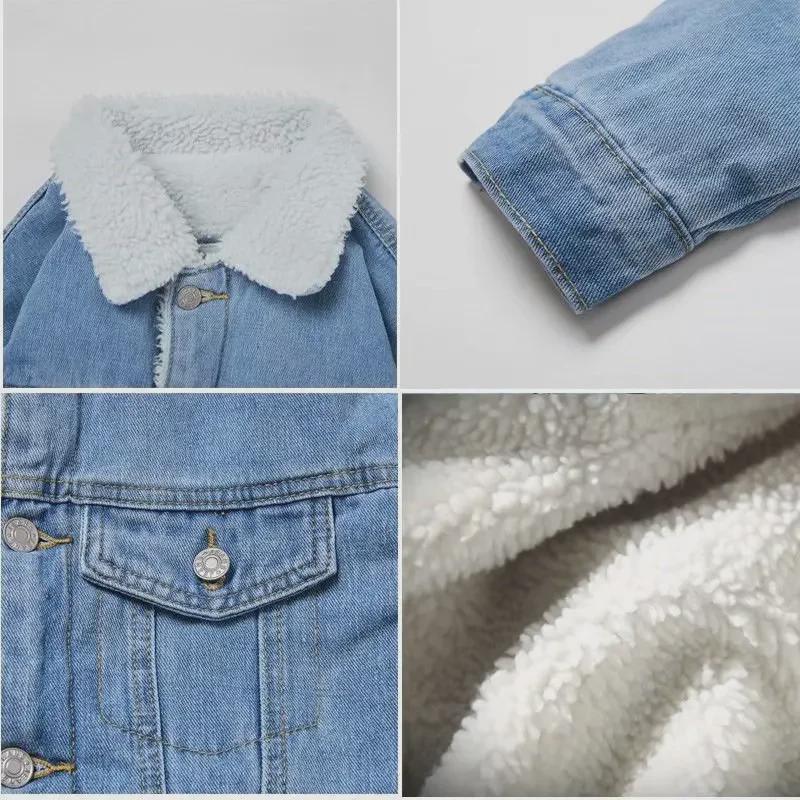 Men's Trendy Winter Lamb Wool Denim Jacket with Velvet, Loose Fit, Thick Coat