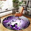 1PC Butterfly Lavender Office Round Area Rug, Under Office Chairs Bedroom Living Room Home Decor, Carpet for Office -1110002