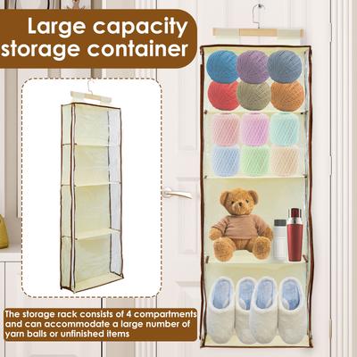 4 Layer Foldable Hanging Storage Bag Large Capacity Knitting Organizer Storage with Zipper Snacks Plush Toys Clothes Hanging Bag