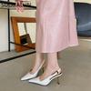 Fashion SUOJIALUN 2024 Spring New Band Women Pumps Shoes Fashion Shallow Slip On Slingback Sandals Thin High Heel Dress Sexy Pumps Shoes