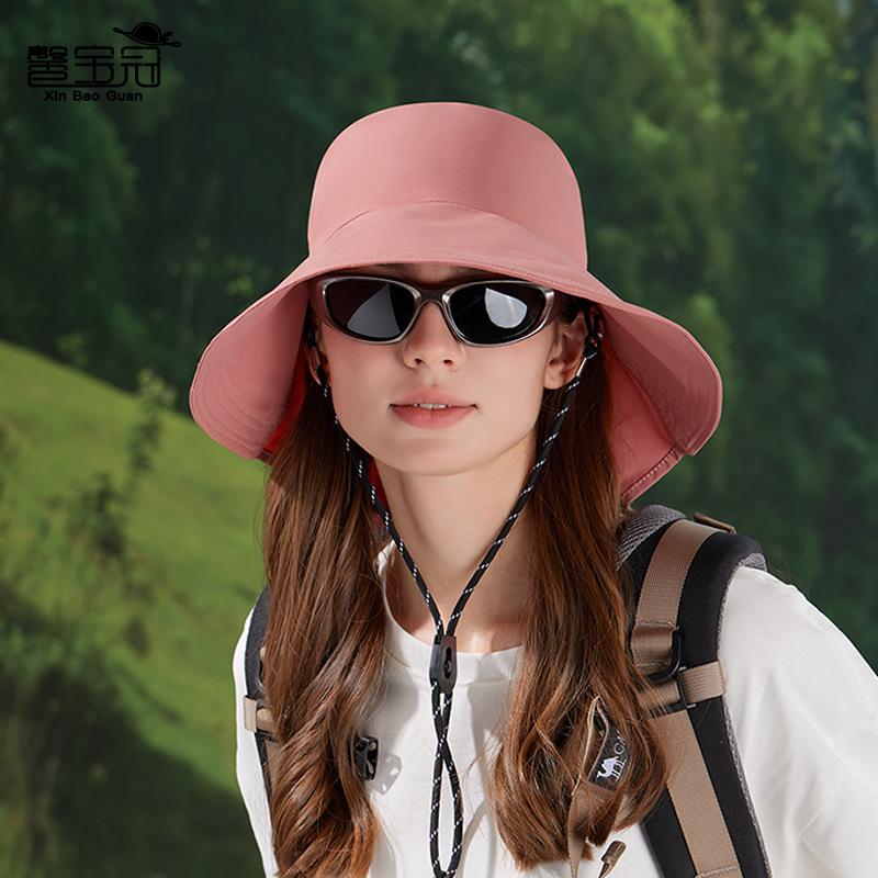 Summer big brim sun hat children outdoor cycling hiking shawl neck protection sun protection hat big head circumference breathable bucket hat