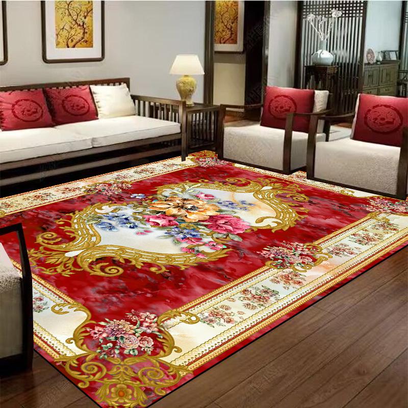 European Red Luxury Carpet Large Living Room Decoration Home Rugs Soft Comfortable Lounge Rug Anti Slip Washable Bedroom Mat