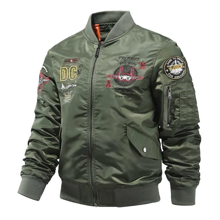 Herrjacka Höst Air Force Bomberjacka Herrbroderi Baseball Uniform Casual jacka