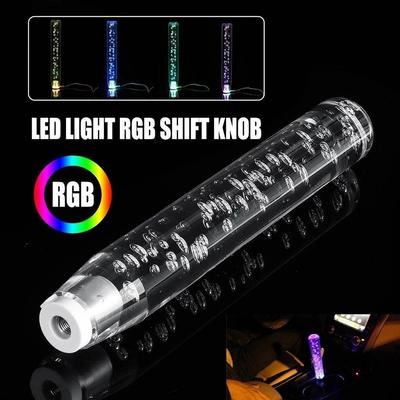 Světelná RGB LED Rukojeť Páky Řazení Prodloužení Čirý Akryl Manuální Páka Řazení Páčka USB Nabíječka Univerzální Páka Kambyo