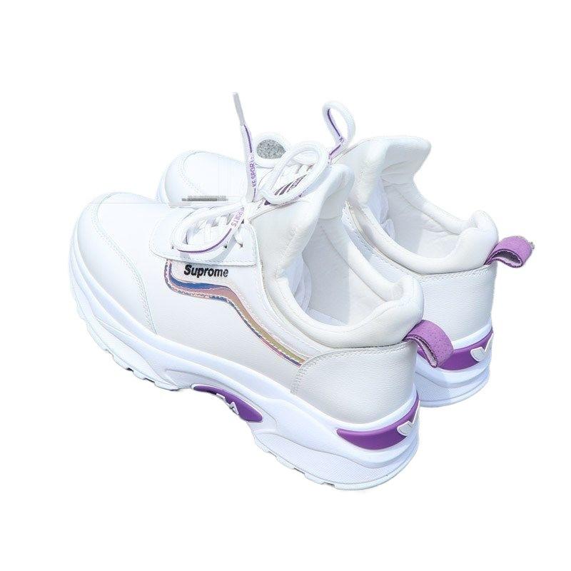 Autumn and Winter Sports Shoes Women's Velvet Cotton Shoes Dad Shoes Female Student Korean Version Versatile Little White Shoes Casual Thick Sole I