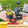 Conjunto de Utensílios de Cozinha para Camping Alumínio Portátil Louça Exterior Kit de Cozinha Panela Tigela Chaleira Panela Equipamento para Caminhada Churrasco Piquenique