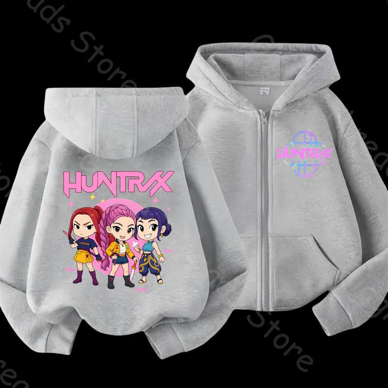 Fantastischer K-POP Dämonenjäger Kinder Zip-Up Hoodie 2025. Gemütliche Cartoon-Jacke für alle Kinder, Jungen und Mädchen. Weltweiter Favorit