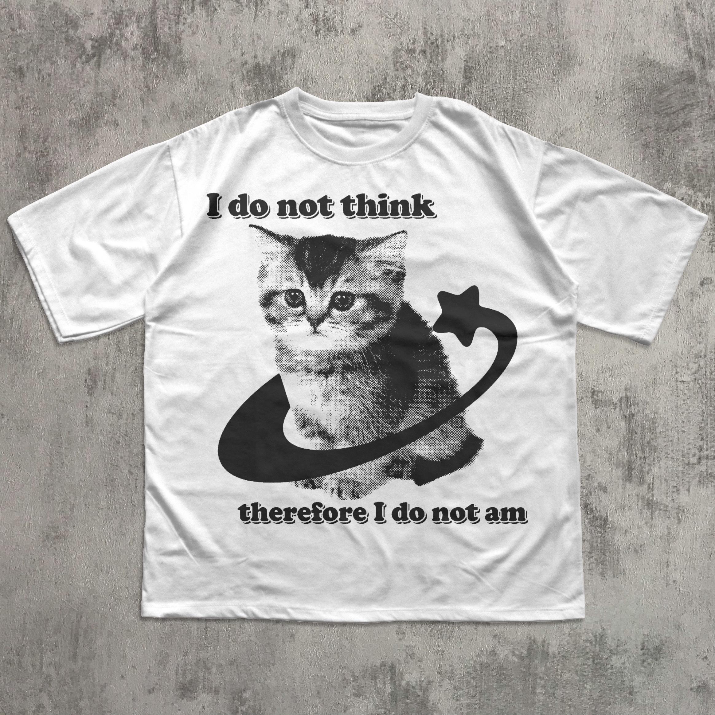 

2026 Summer Womens Funny Y2k Graphic Cat TShirt Unisex Cotton and Breathable Short Sleeve Oversized Loose Casual S