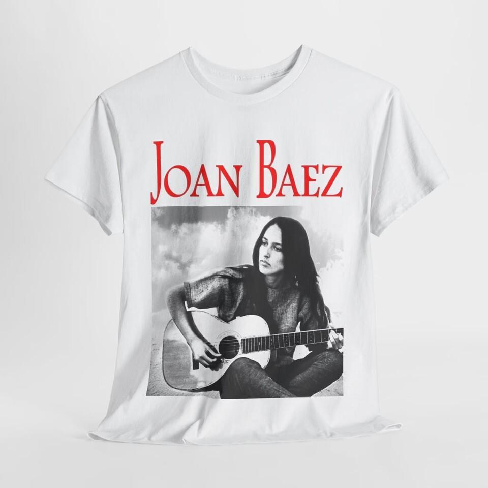 Men's Summer Tee Cotton Joan Baez Music Star Cotton White Unisex T Shirt