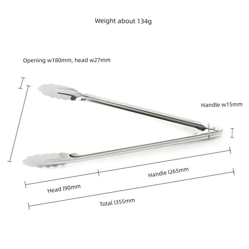 Thickened Stainless Steel Tongs, Bread Tongs, Barbecue Tongs, Rubber-Handled Hanging Food Tongs, 10-12- 14-16inch Plum Blossom Tongs