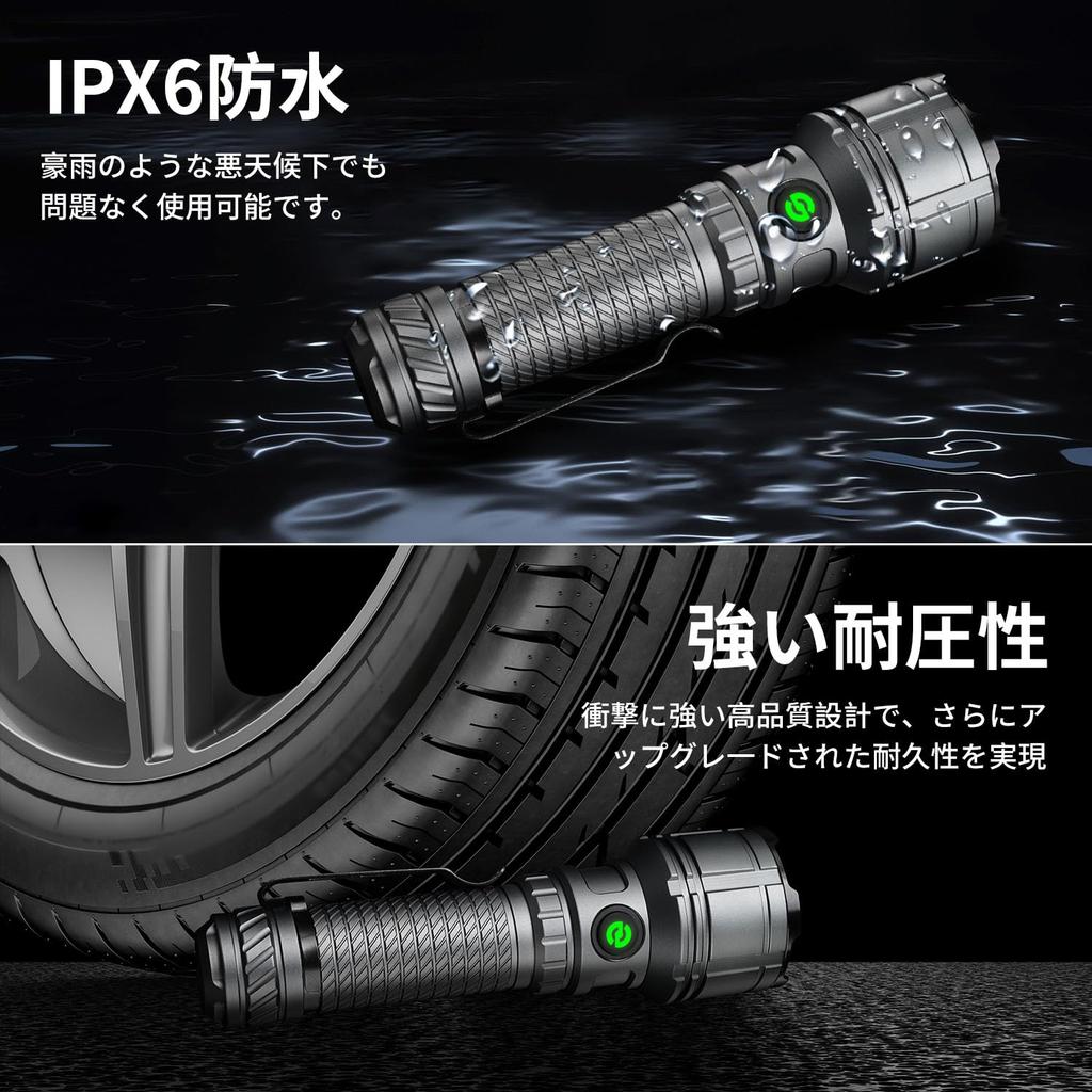 Yeegoda Flashlight Powerful LED IPX6 Up to 24 Hours of Runtime 6 Dimming Super Military Grade 1000 Meter Disaster Preparedness Tool Night Night Power