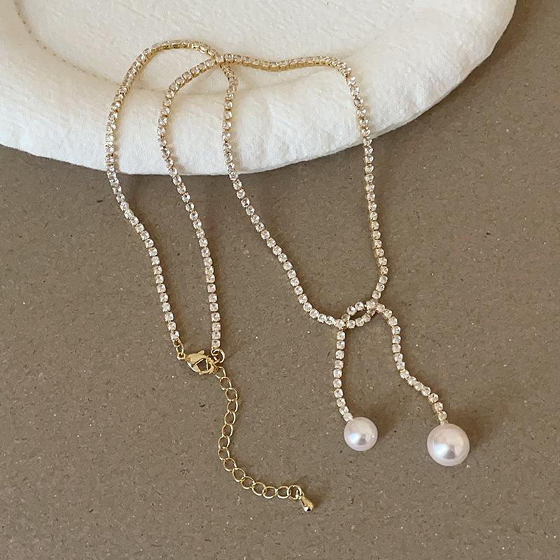 Pearl Zircon Necklace Luxury Exquisite Clavicle Chain for Women