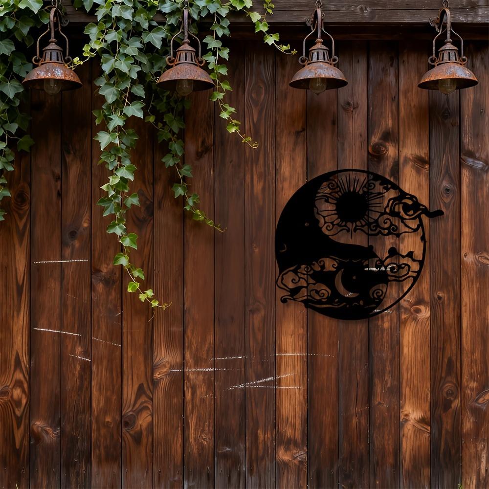 2D Flat Iron Wall Art Yin Yang Sun Moon Metal Sculpture 1pc for Living Room Bedroom Office Home Decor Art Deco Wall Mount No Electricity