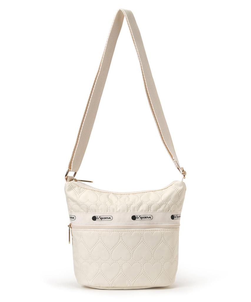 MINI BUCKET SHOULDER BAG1237Ecru Heart Debossed