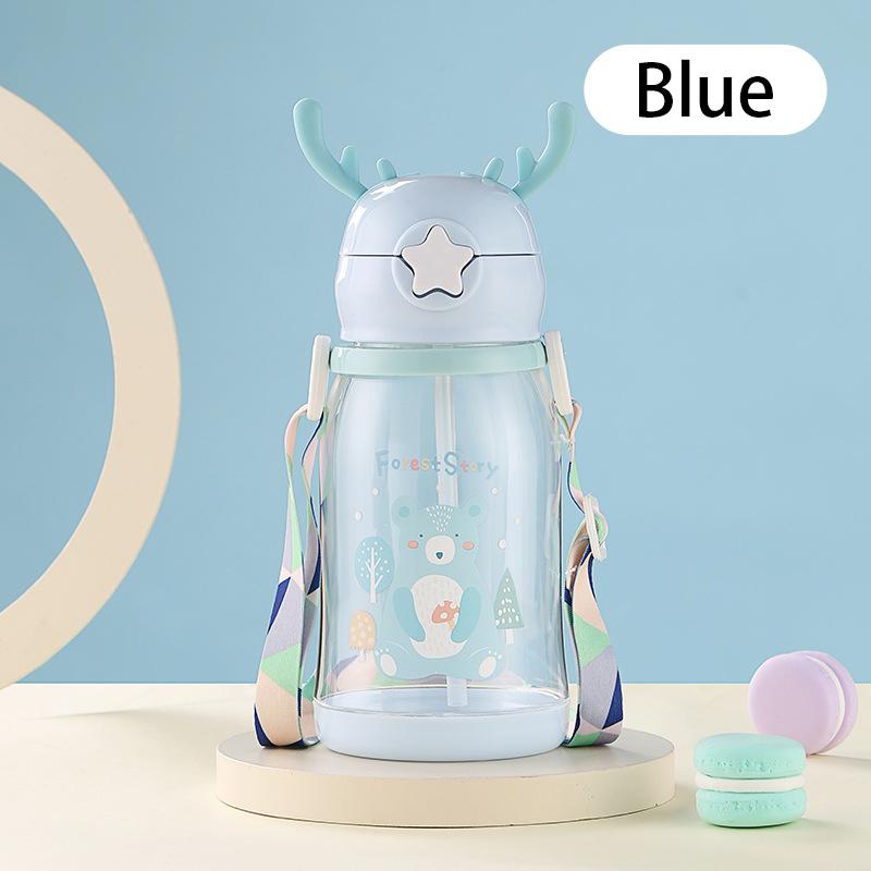 Kids Water Bottles With Straw Childrens Cup Leakproof Kids Water Sippy Cup Antler Creative Cartoon Baby Feeding Cups For Outdoor Use
