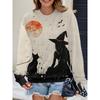 Womens Casual Hoodie With 3D Halloween Print Round Neck Lightweight Breathable Fabric