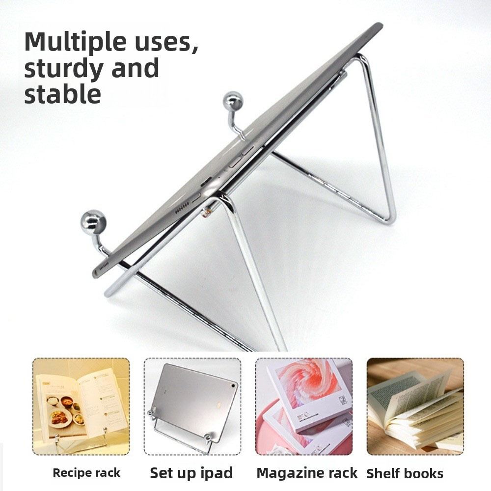 Silver CD Rack Metal Reading Stand Creative Tablet Stand