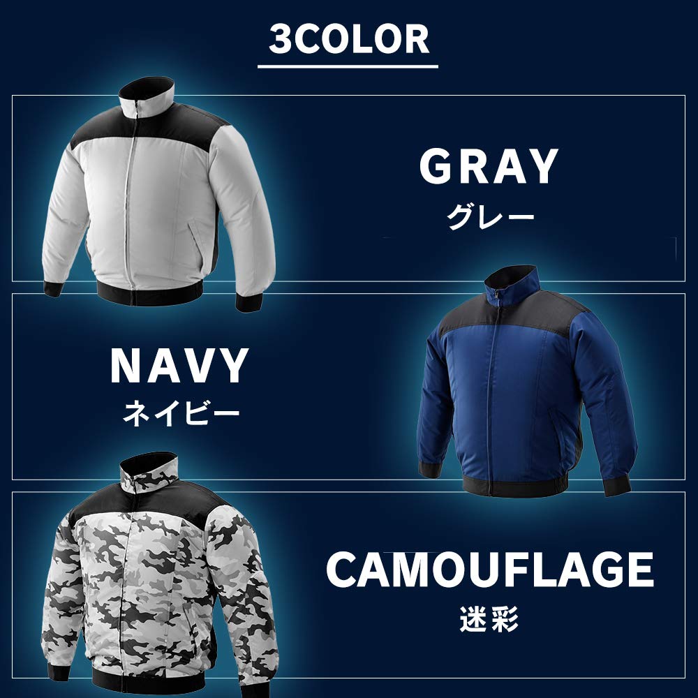 IRIS OHYAMA Long Size Cool Heatstroke Comfortable Heat Protection Fan-Powered Workwear, Sleeve, LL, Gray, Wear, Prevention, Fit, Air-Conditioned