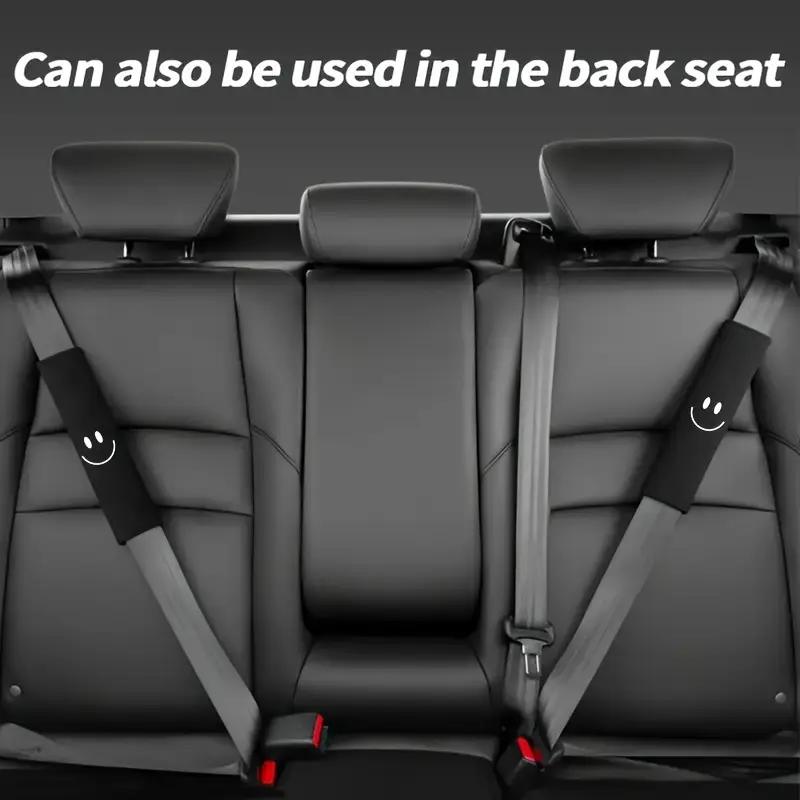 2PCS Car Seat Belt Shoulder Cover with Smiling Face Pattern Soft and Comfortable Seat Belt Cover Interior Supplies