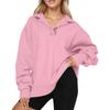 Women's Fashion Long Sleeve Solid Color V-Neck Loose Sweatshirt Top
