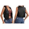 Gilet da Donna Vintage in Pelle con Frange e Apertura Frontale Costume Hippie Anni '70 Senza Maniche Abbigliamento Esterno da Cowgirl Western