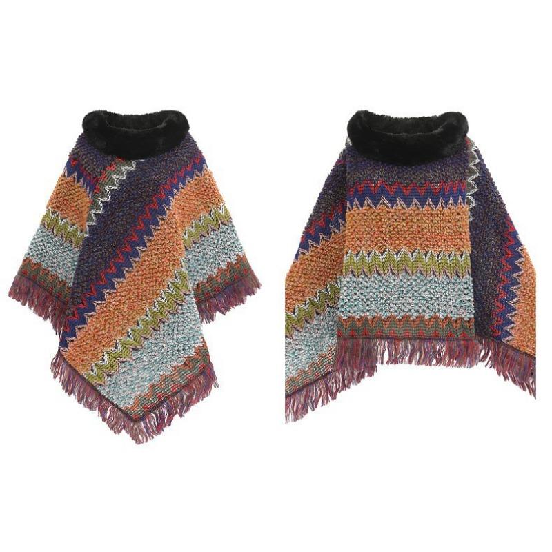 Herbst und Winter Neu Pelzkragen Strickschal, Thermopullover Cape, Schal Damen