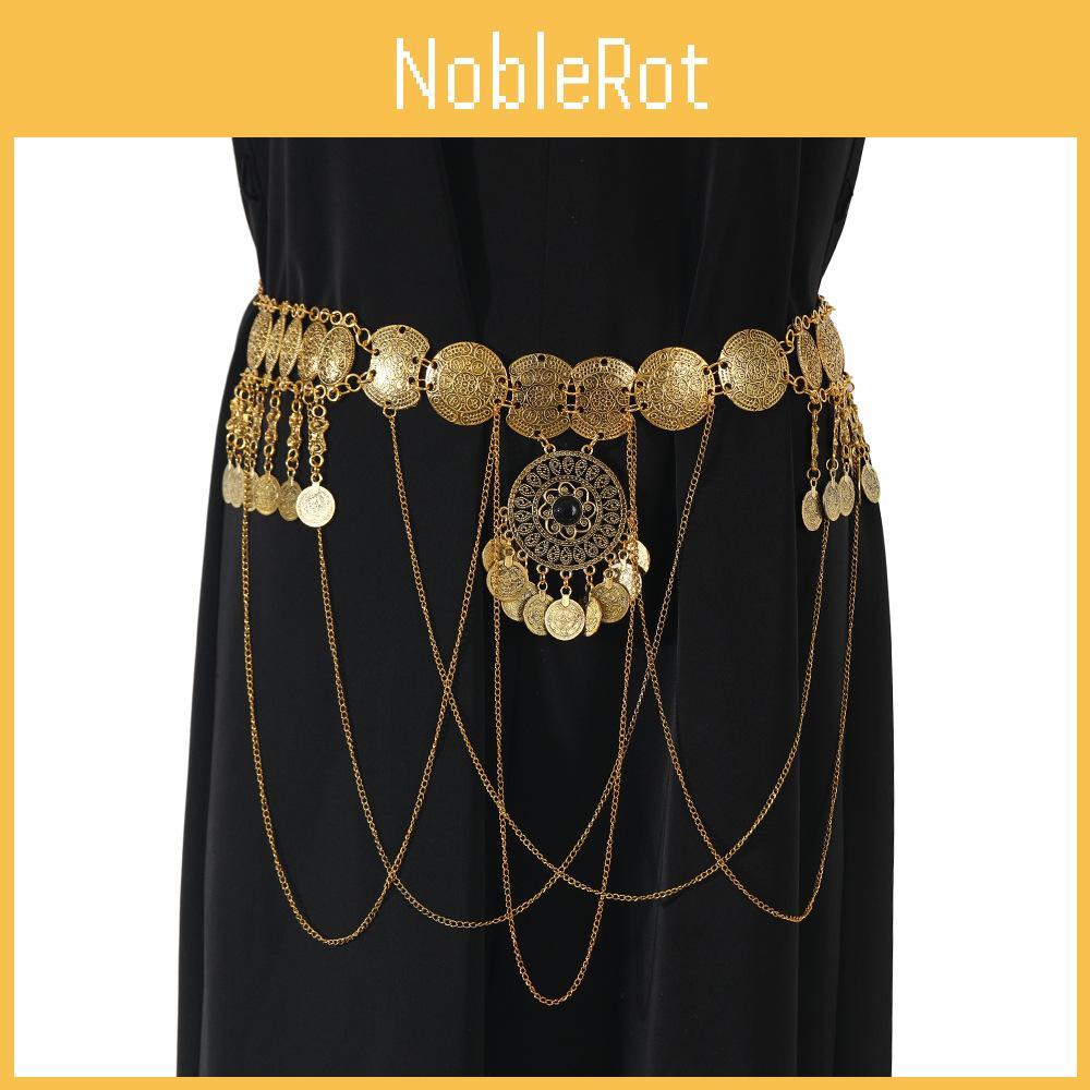 Metal Antique Gold Carved Waist Chain Women Accessory With Elements Tassel