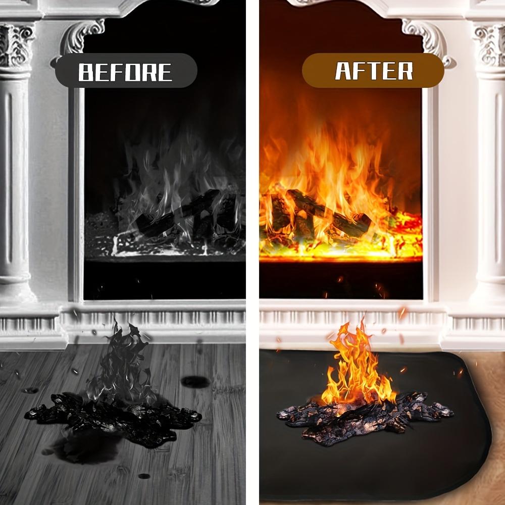Fireplace Flame Retardant Fire Mat High Temperature Resistant Double Layer Fireproof Pad Rounded Corner Wooden Fireplace Blanket