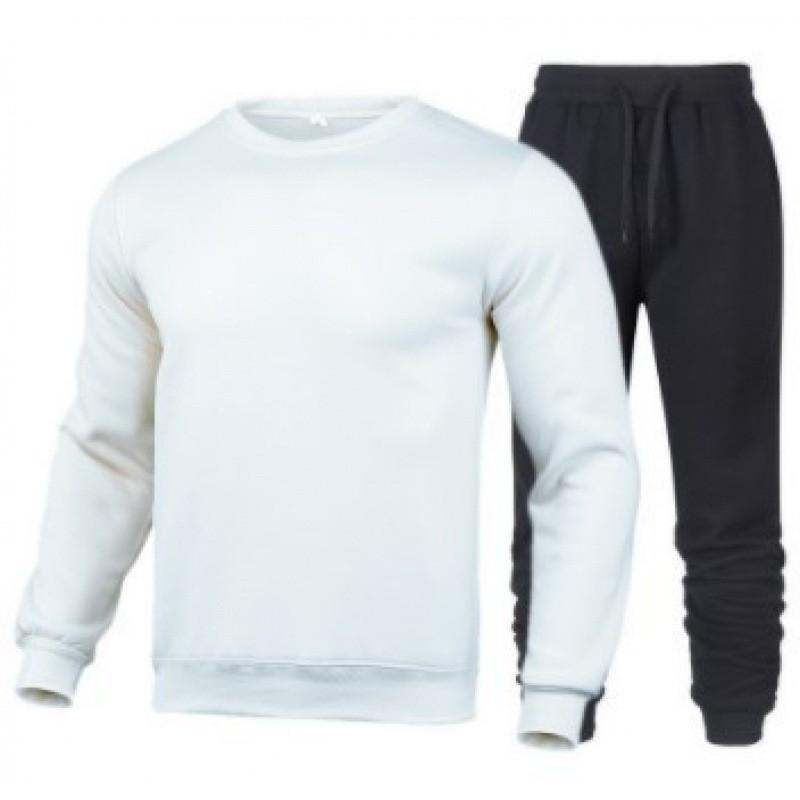 Mens Casual Sportswear Set Long Sleeve Hooded Top Full Length Pants Cotton Blend Comfort Fit