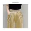 Raphenny Women's New Chinese Style Velvet Elastic Waist Long Pants