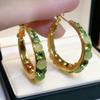 Miki 2025 Green Rhinestone Ear Cuff Earrings - Women's Elegant, Light Luxury Design