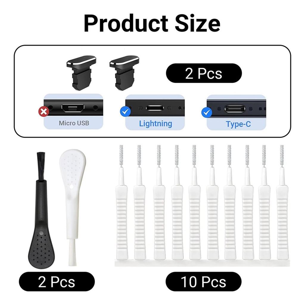 Portable Phone Cleaner, Cleaning Kit for USB-C Ports, Ports and Speakers, 12 Anti-Dust Brushes and Foam Tips