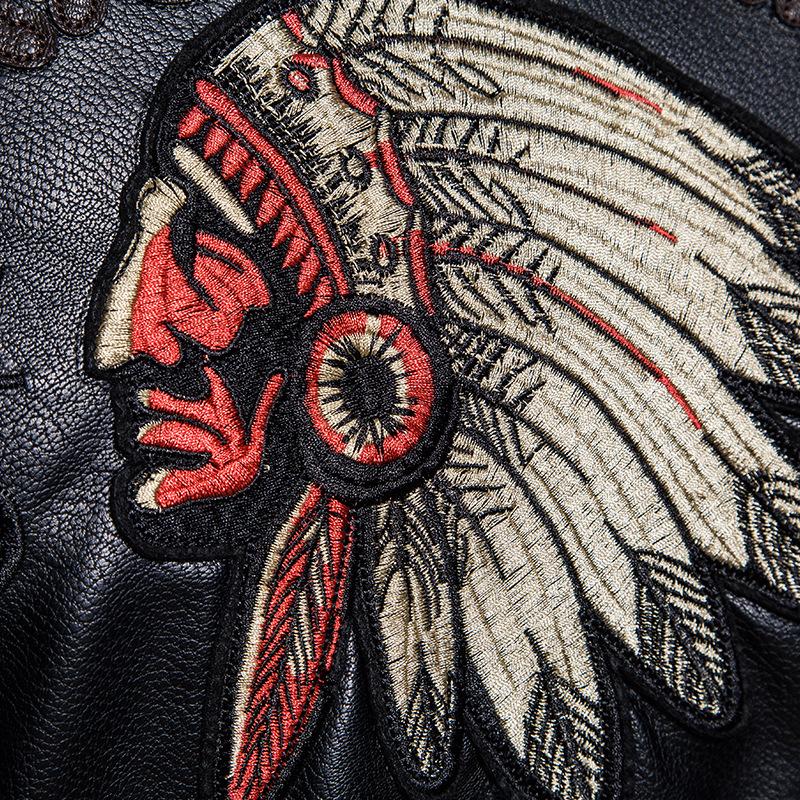 New Men's Pu Leather Jacket Men's Lapel Embroidered Motorcycle Jacket Spring and Autumn Men's Casual Trendy Leather Jacket