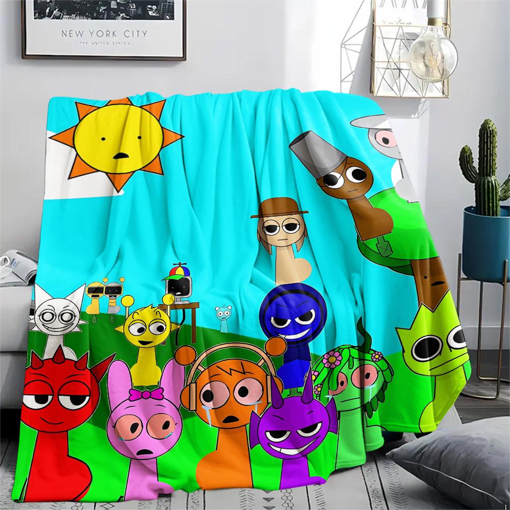 1 Stück Sprunki-Print Flanelldecke, Hohe Qualität für alle Jahreszeiten, Heimdekoration, Wärme und Komfort, Perfekt für Weihnachtsgeschenke