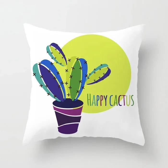 Office Chair Cushion Cover Creative Cartoon Cactus Print Pillow Cover Fashionable Luxury Home Decoration