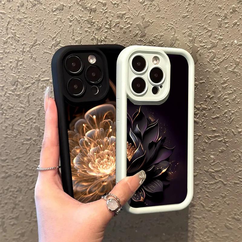 Luxury Lotus Flower Silicone Phone Case For Xiaomi Redmi Note 14 13 12 11 Pro Plus 4G 5G 12S 11S Redmi 13C 14C Shockproof Cover