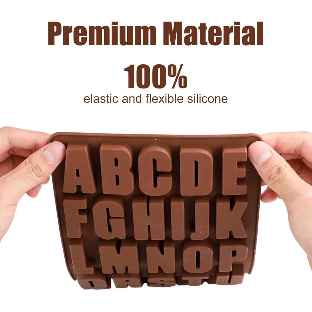 Chocolate letter silicone handicraft molds, reusable crayon wax molds, cake decoration silicone letter molds, candies, chocolate