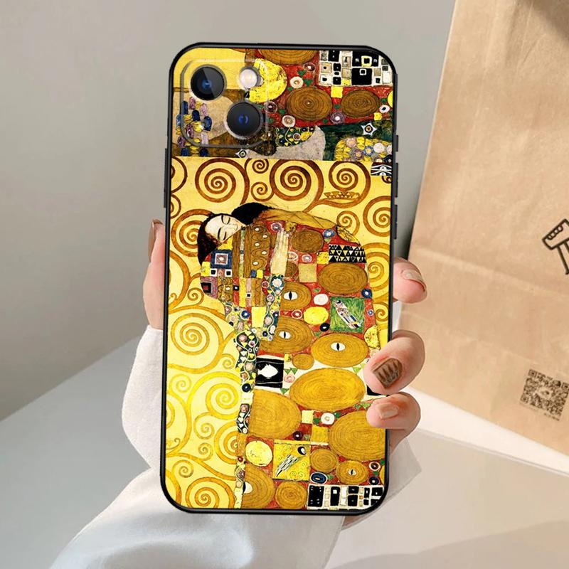Starry Night Klimt Kiss Phone Case For iPhone 17 Air 16 15 14 13 12 11 Pro Max 12 13 Mini 15 16 Plus 16e Cover Coque