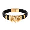 2026 European and American Men's Constellation Leather Bracelet Woven, Fashionable Titanium Steel Leather Rope Bracelet Men